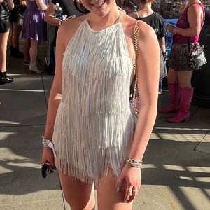 White Fringe Dress